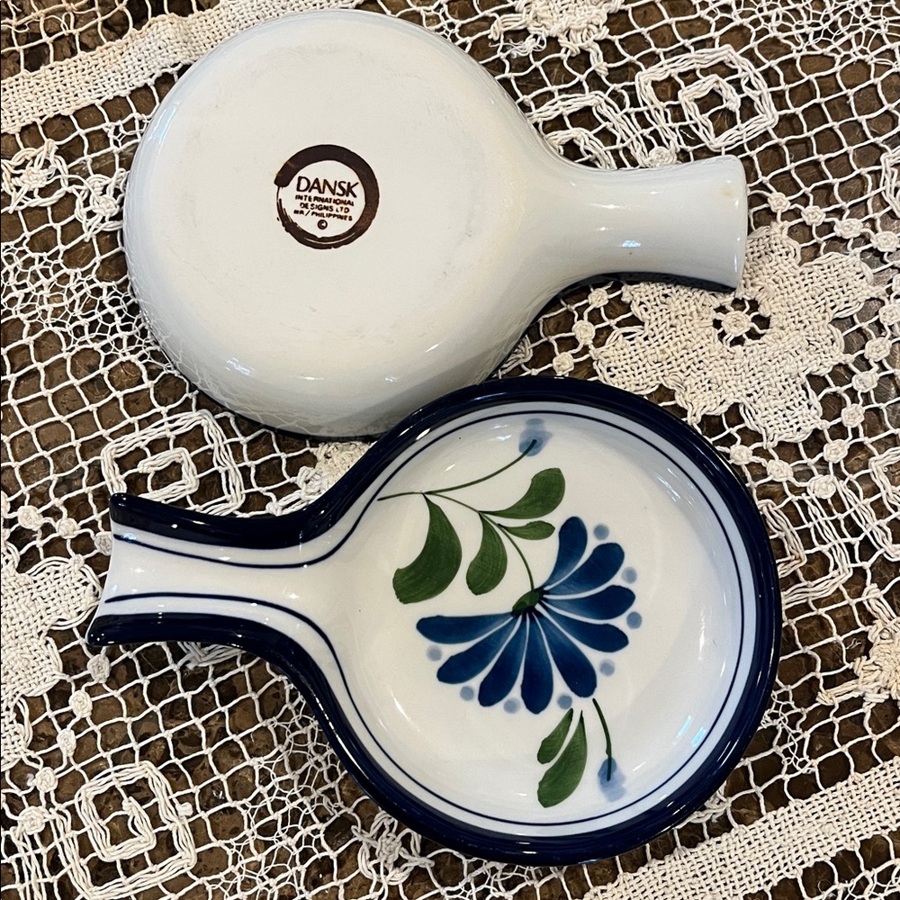 VTG Dansk Blue Sage Song Ceramic Floral Spoon Rest